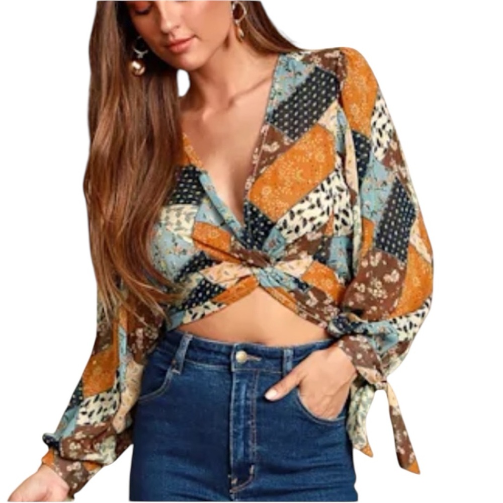 Lulus Moon River Patchwork Top